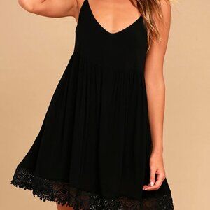 Lulus Rhiannon Black Lace Babydoll Dress - Size L